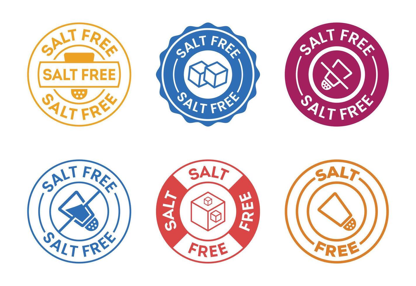 Salt Free Label Designs Depicting Healthy Food Options and Choices vector