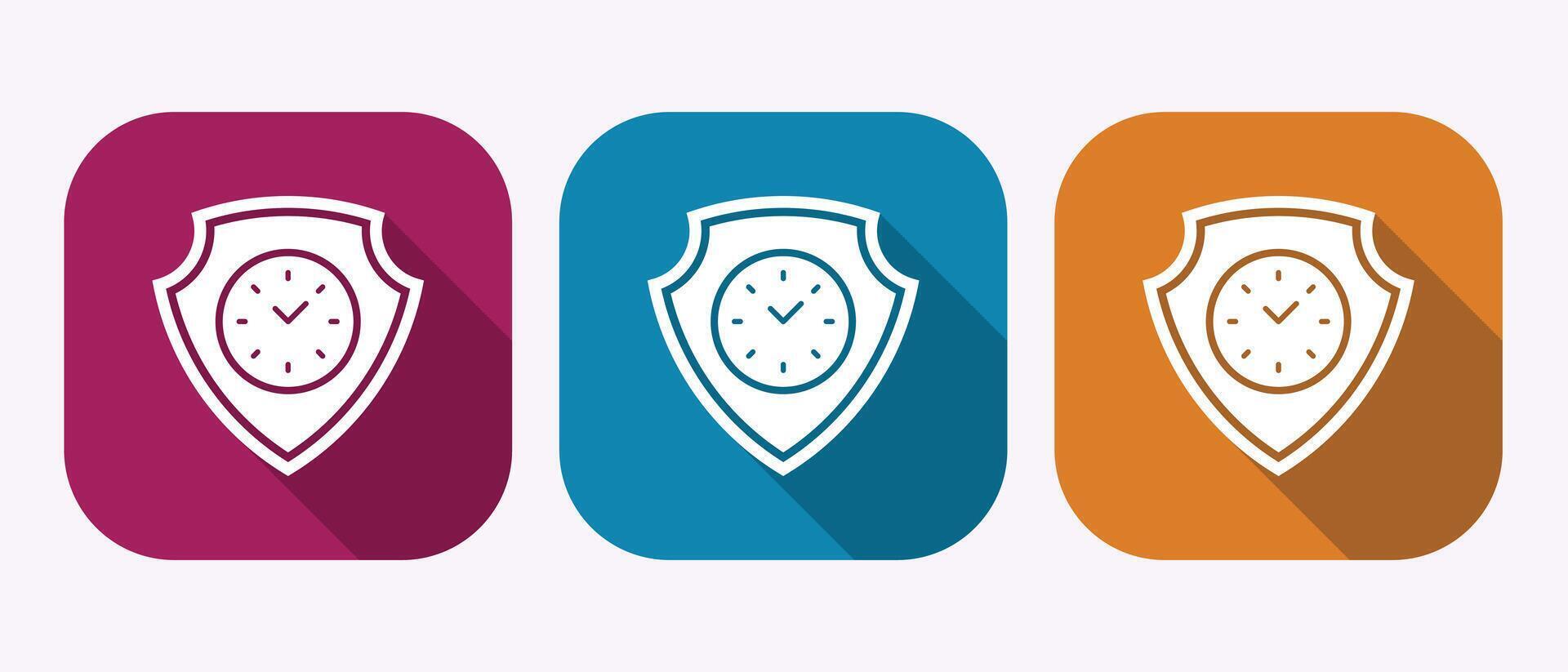 Collection of Security Icons with Time Inside the Shield Symbol Representing Timeless Protection vector