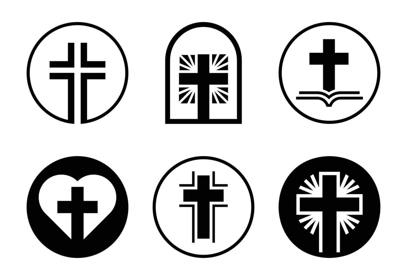 Diverse Christian Cross Symbols Representing Faith Belief and Religious Church Traditions vector