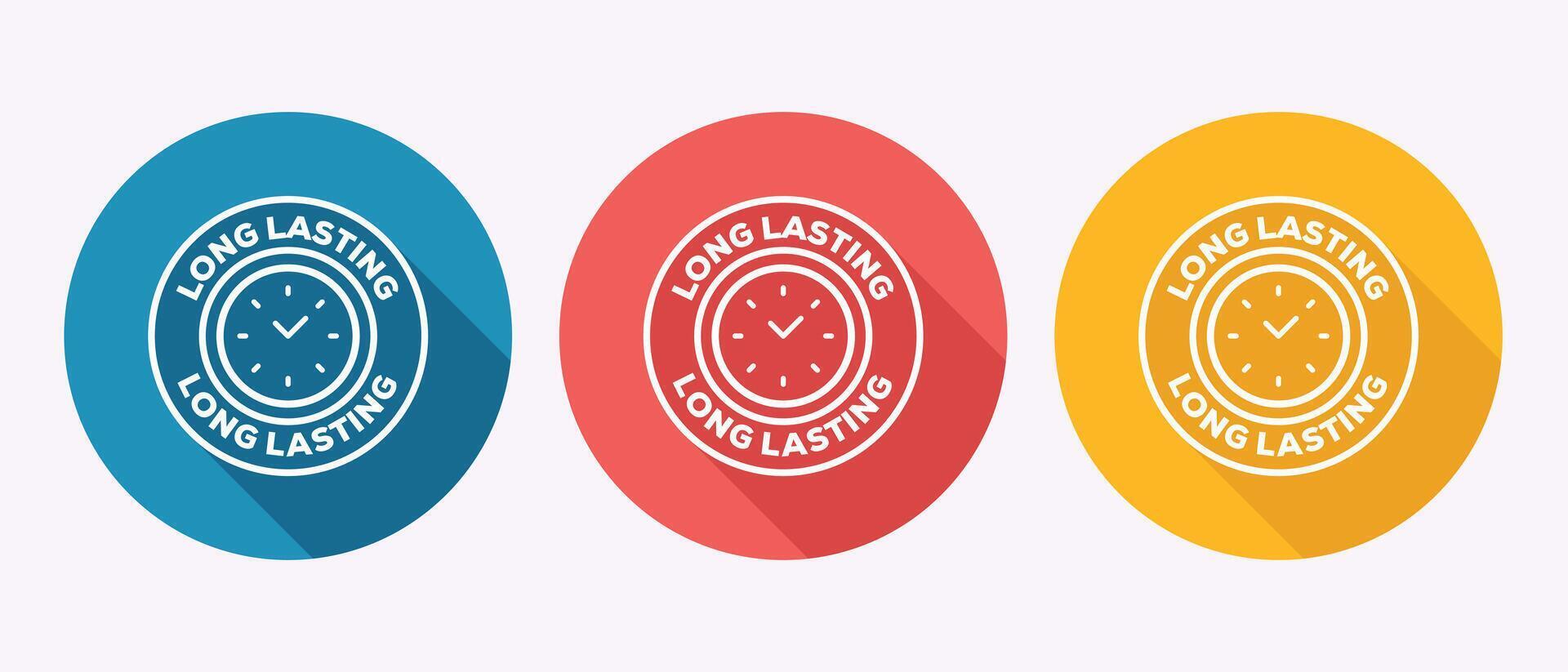 Colorful Long Lasting Icon Set Represents Time and Durability of Products vector