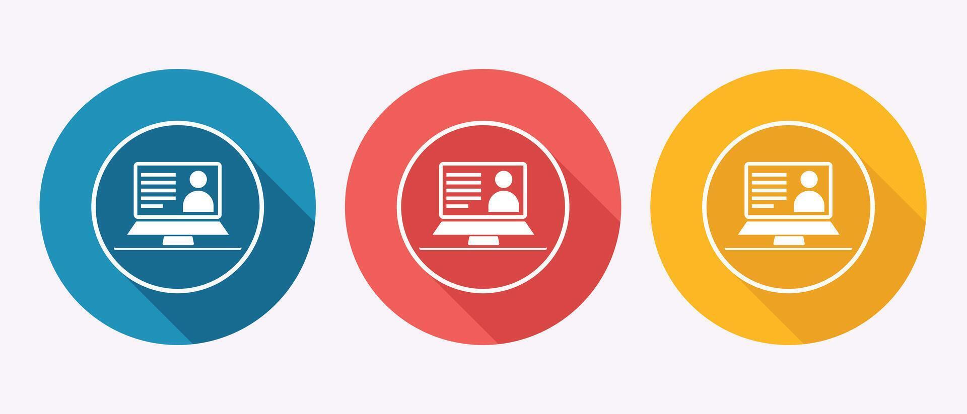 Online Meeting Icons in Blue Red and Yellow Showing Remote Communication Concepts vector