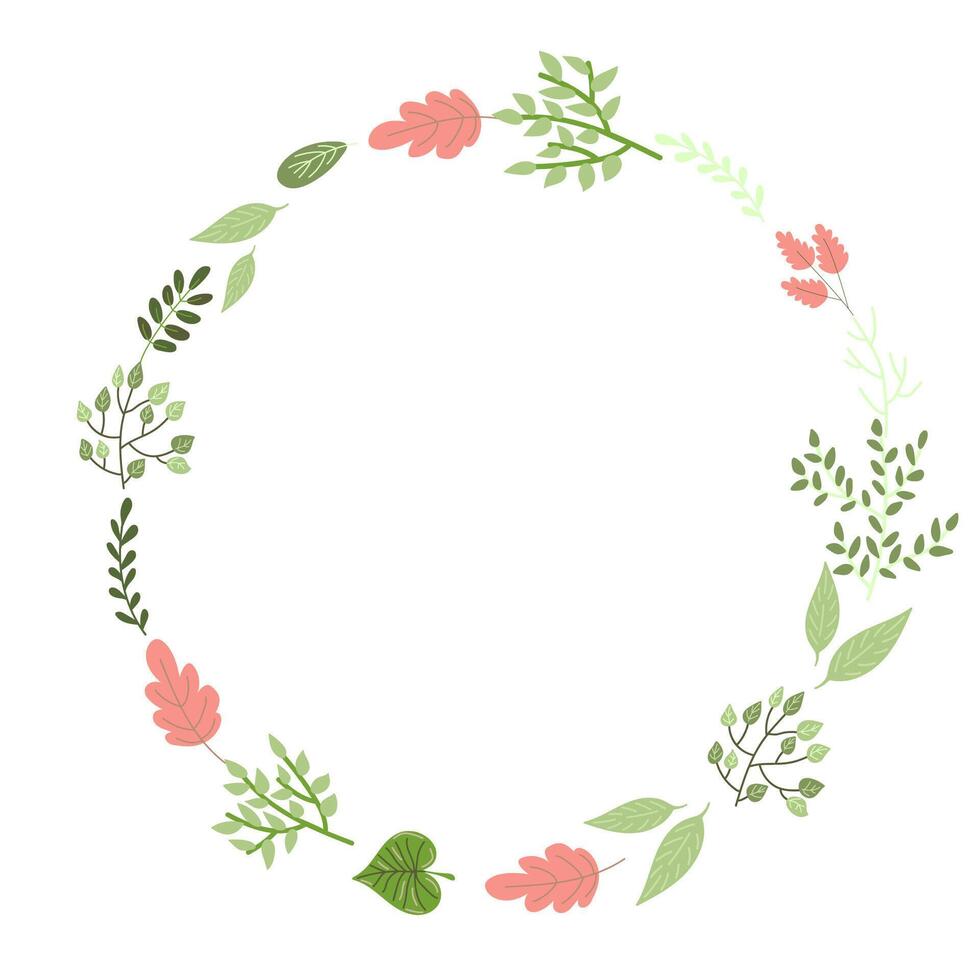 nature frame showing spring leaves and branches. Botanic garden decor or forest invitation. Ecology and plant concept. vector