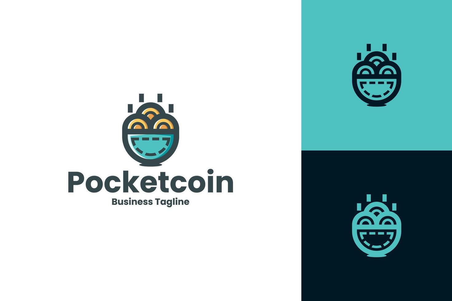 pocket coin saving logo design vector