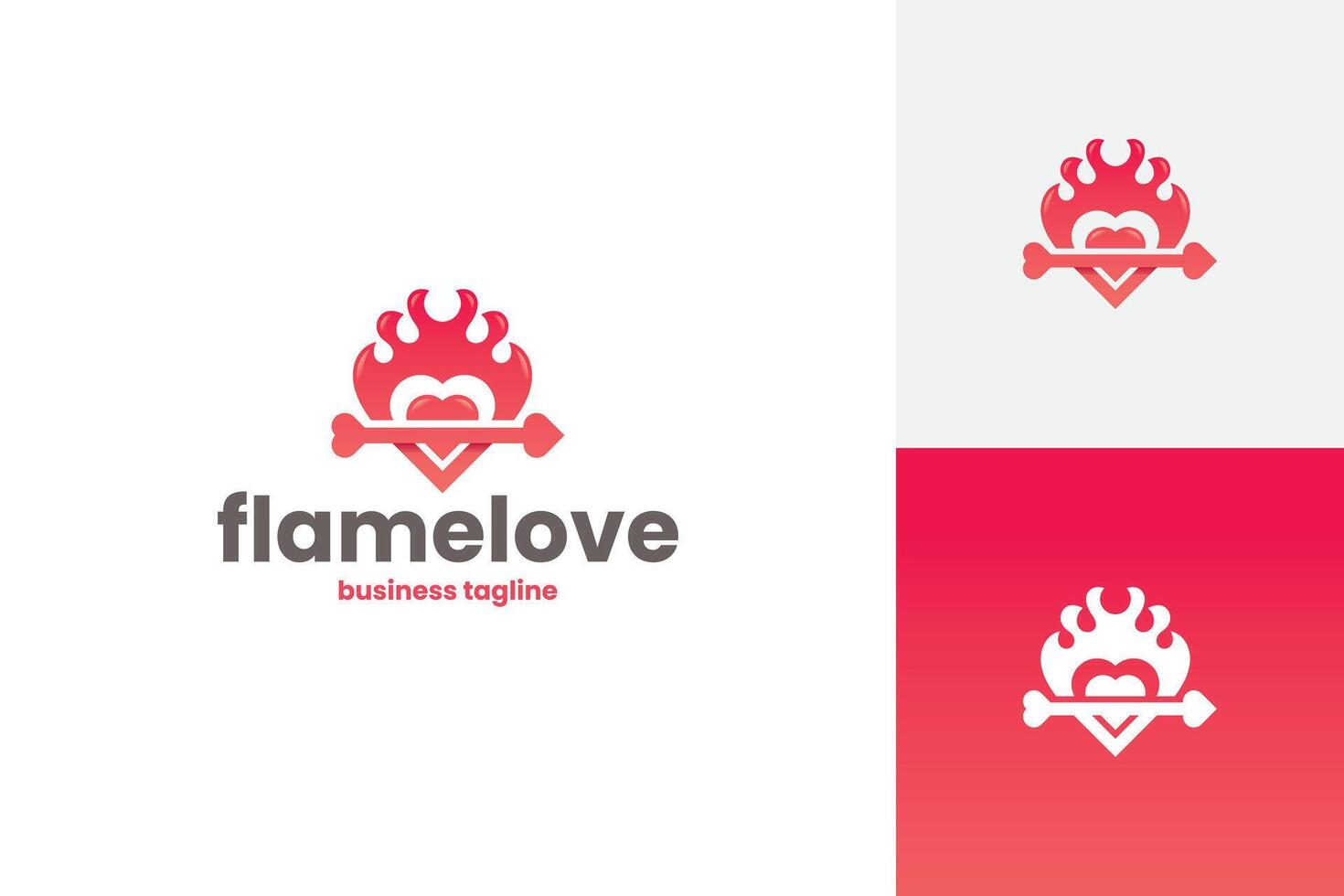 fire love arrow logo design vector