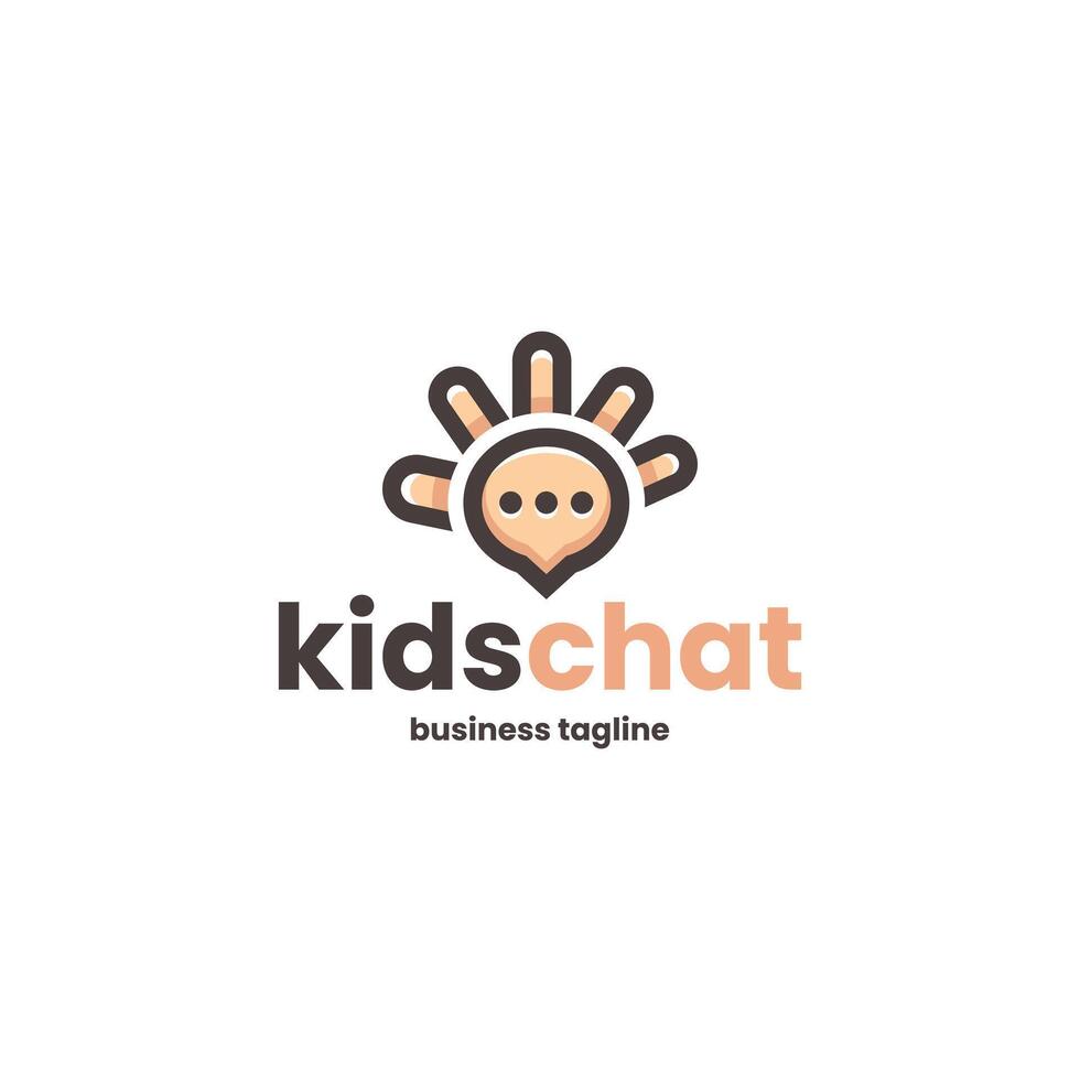 kids hand chat logo design vector