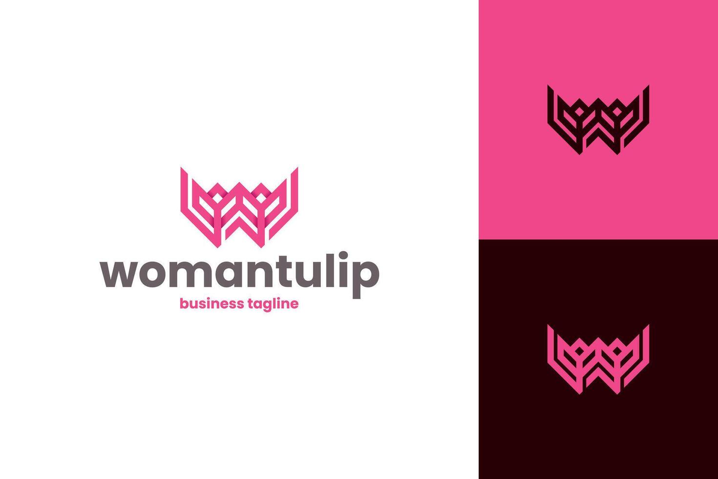 woman beauty tulip w letter logo design vector