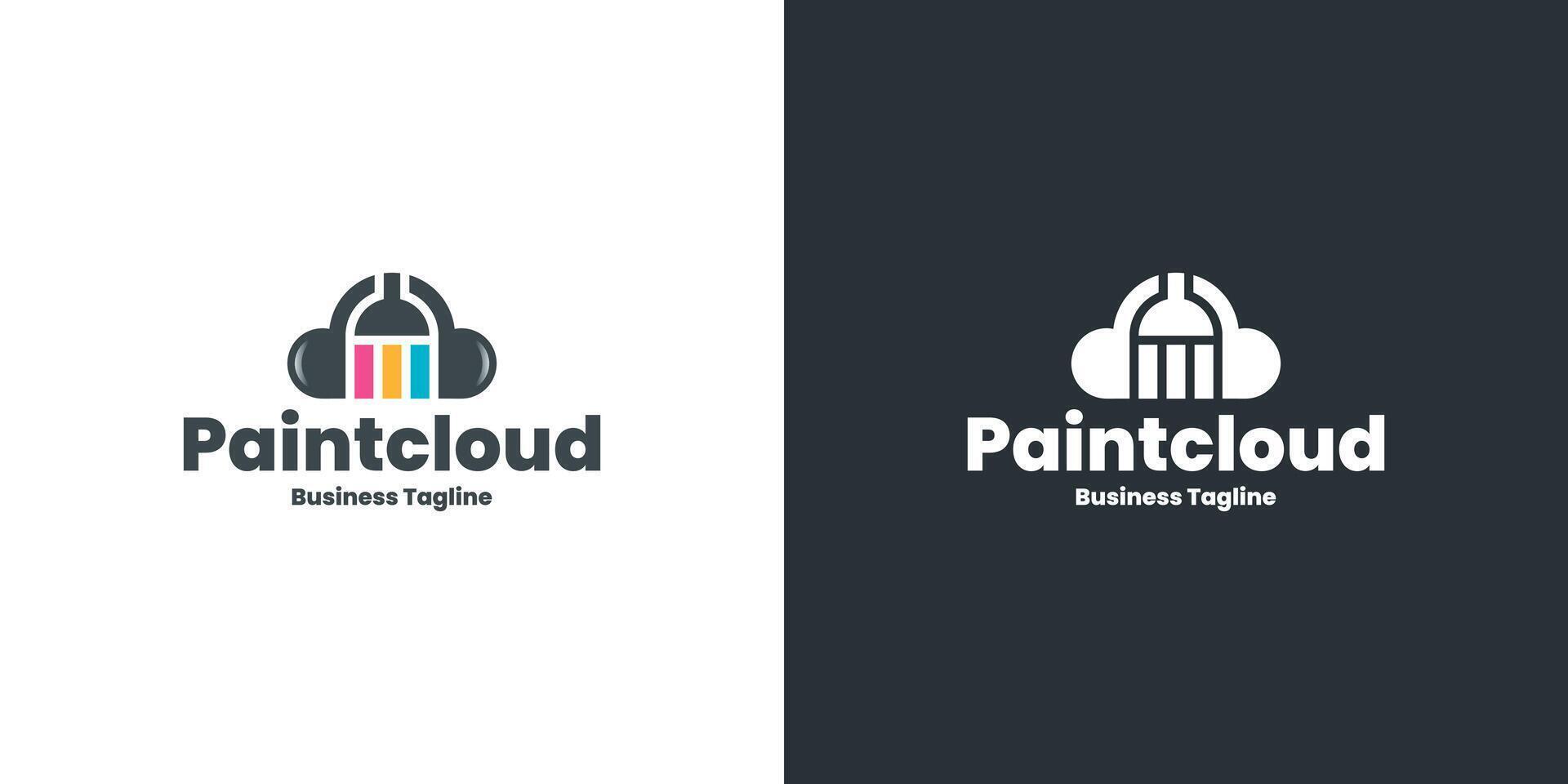 colorful paint cloud logo design vector