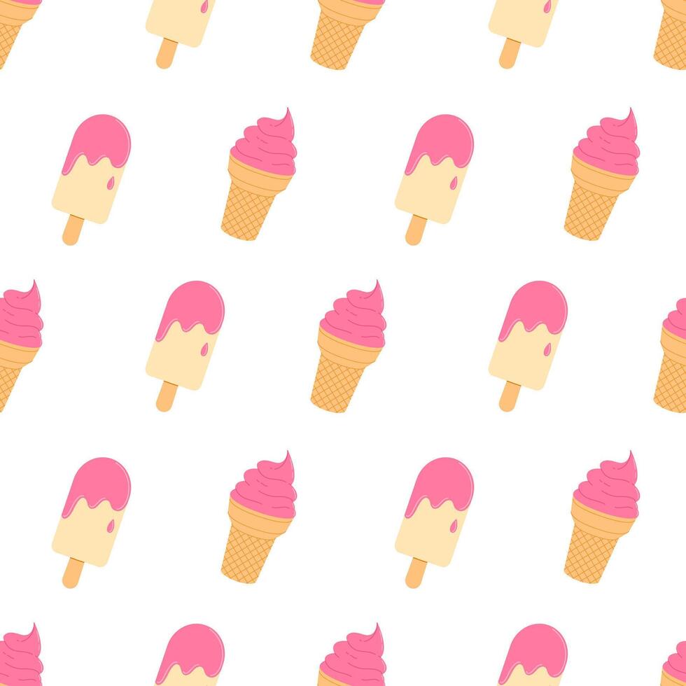 Pink ice cream pattern design vector