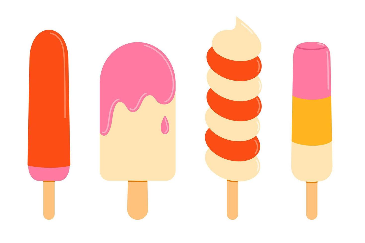 Colorful variety of ice cream pops vector