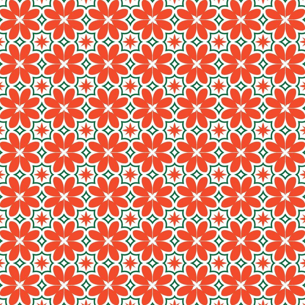 Modern Geometric Floral Pattern with Symmetrical Blossoms for Textile, Seamless Hand Drawn Floral Pattern for Stationery Design vector