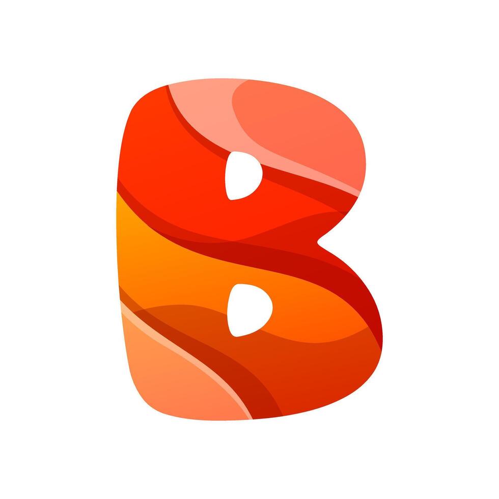 the letter b is made up of orange and red swirls vector