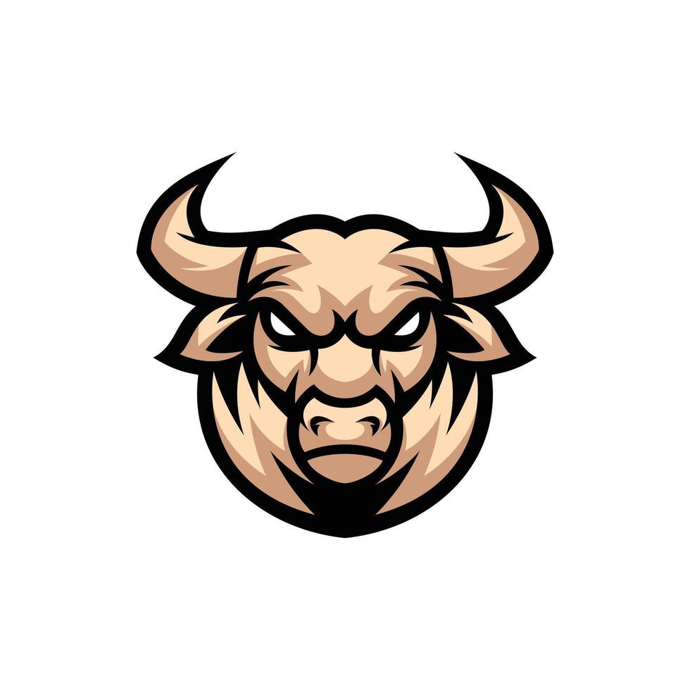 an angry bull head on a white background vector