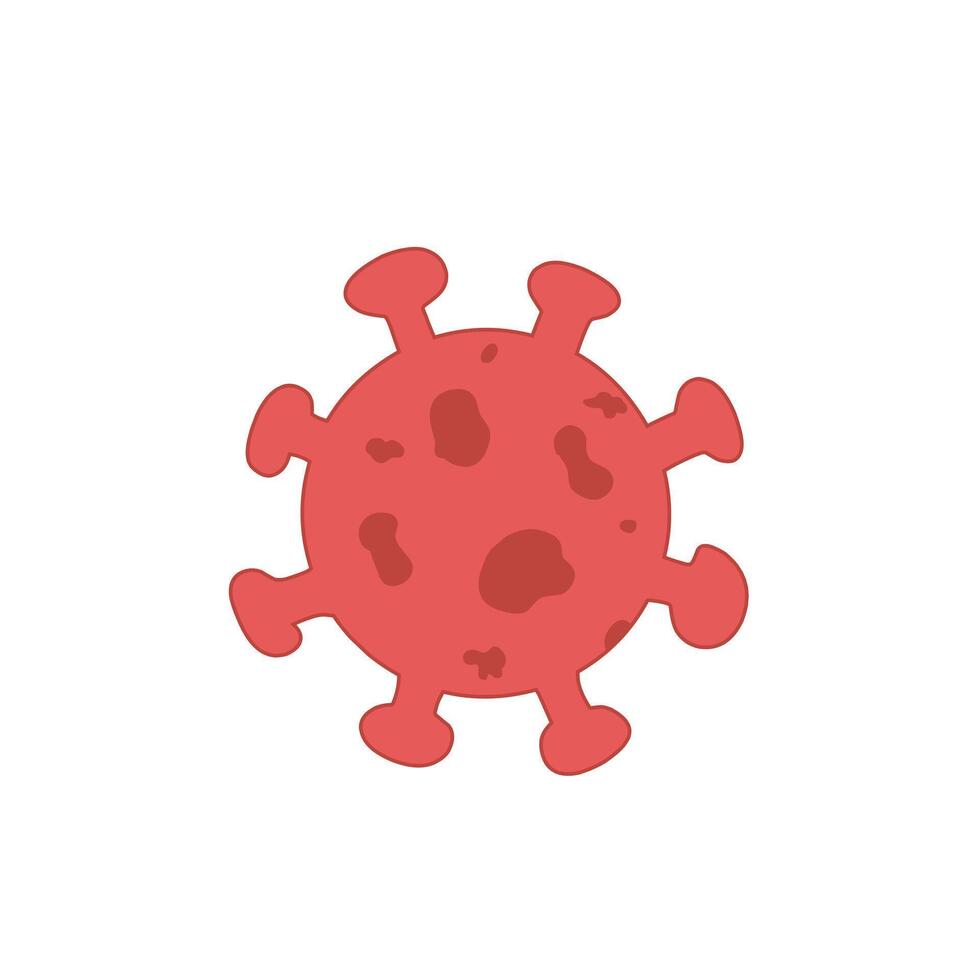 Flat red virus icon illustration. Simple cartoon-style microorganism ideal for infographics, health education, medical apps, or virus awareness graphics vector
