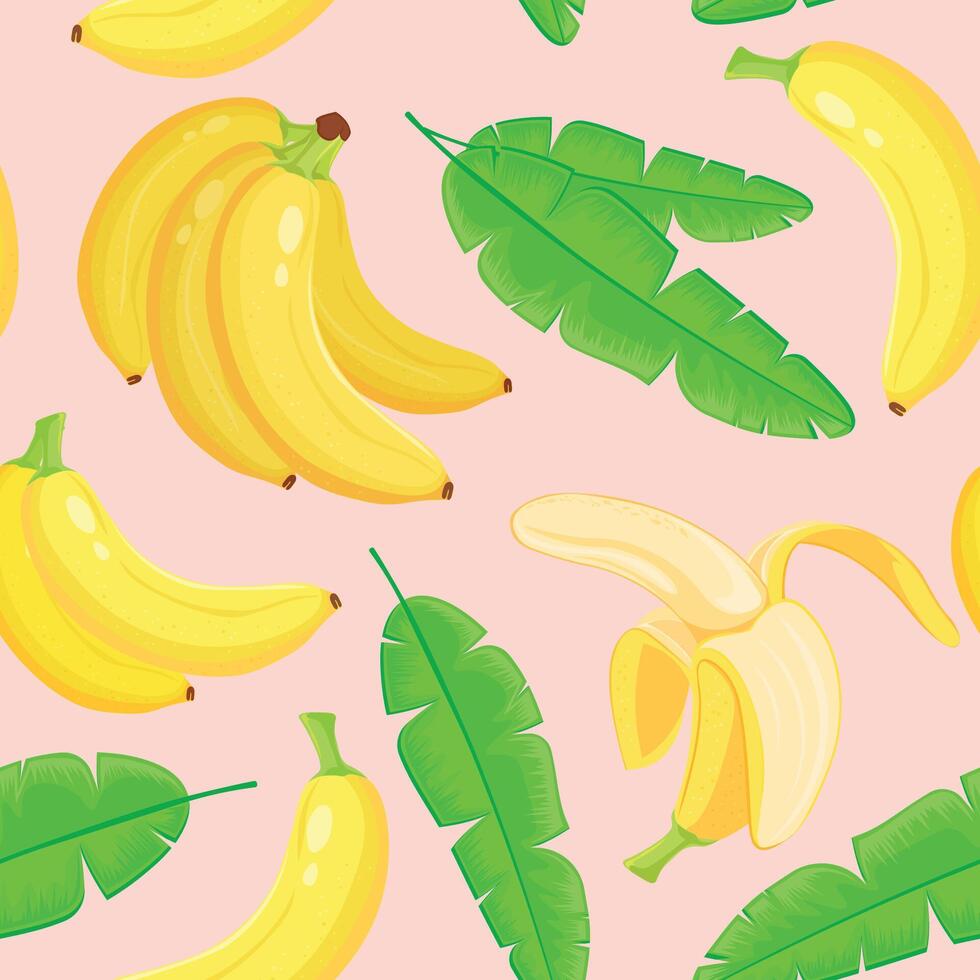 bananas and leaves pattern illustration vector