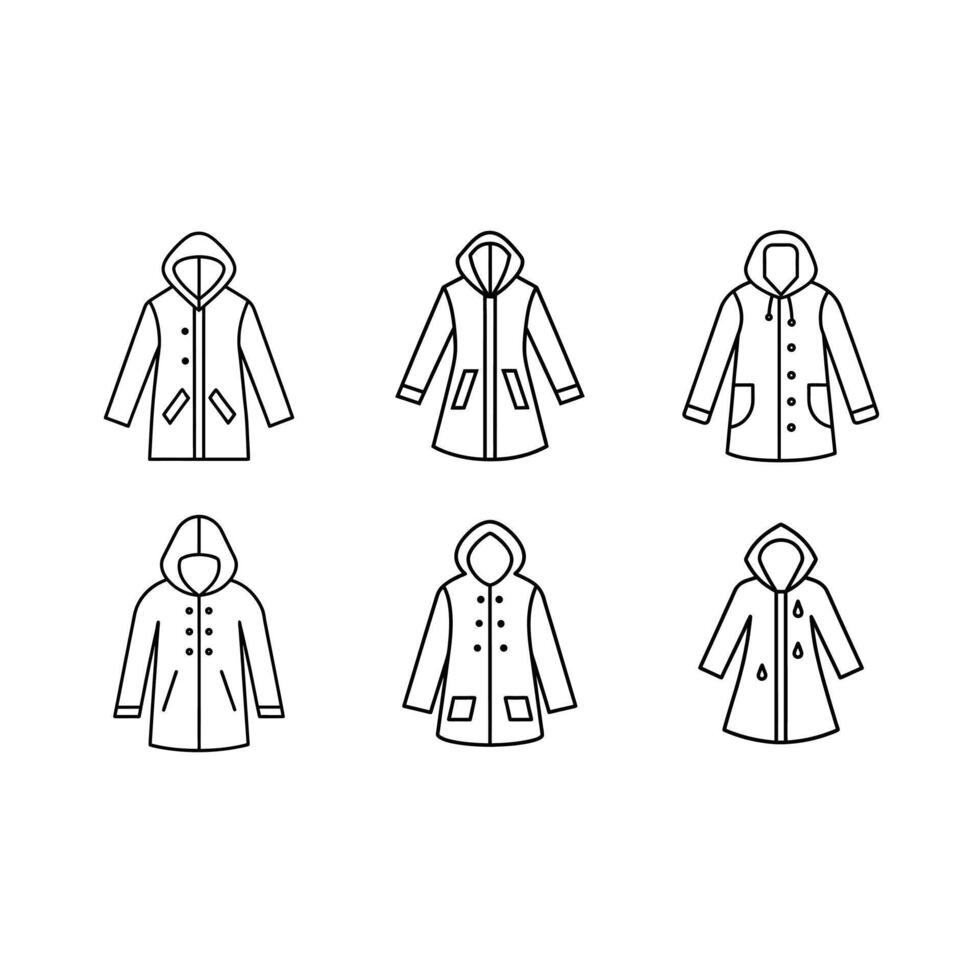 Stylish raincoat icon for weather, fashion, and apparel-themed digital design projects. vector
