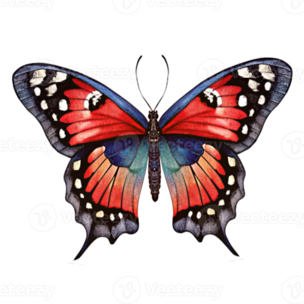 Red butterfly in watercolor style png