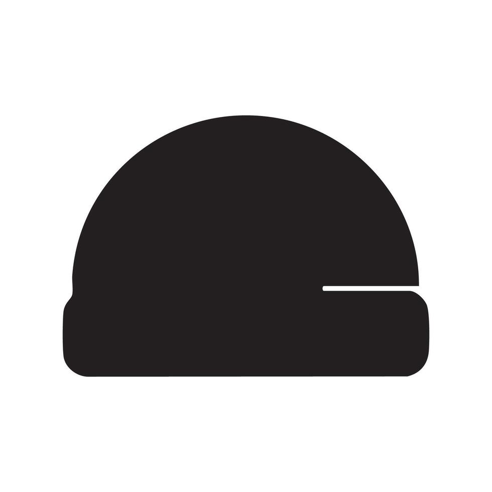 Black beanie hat silhouette isolated on white background vector