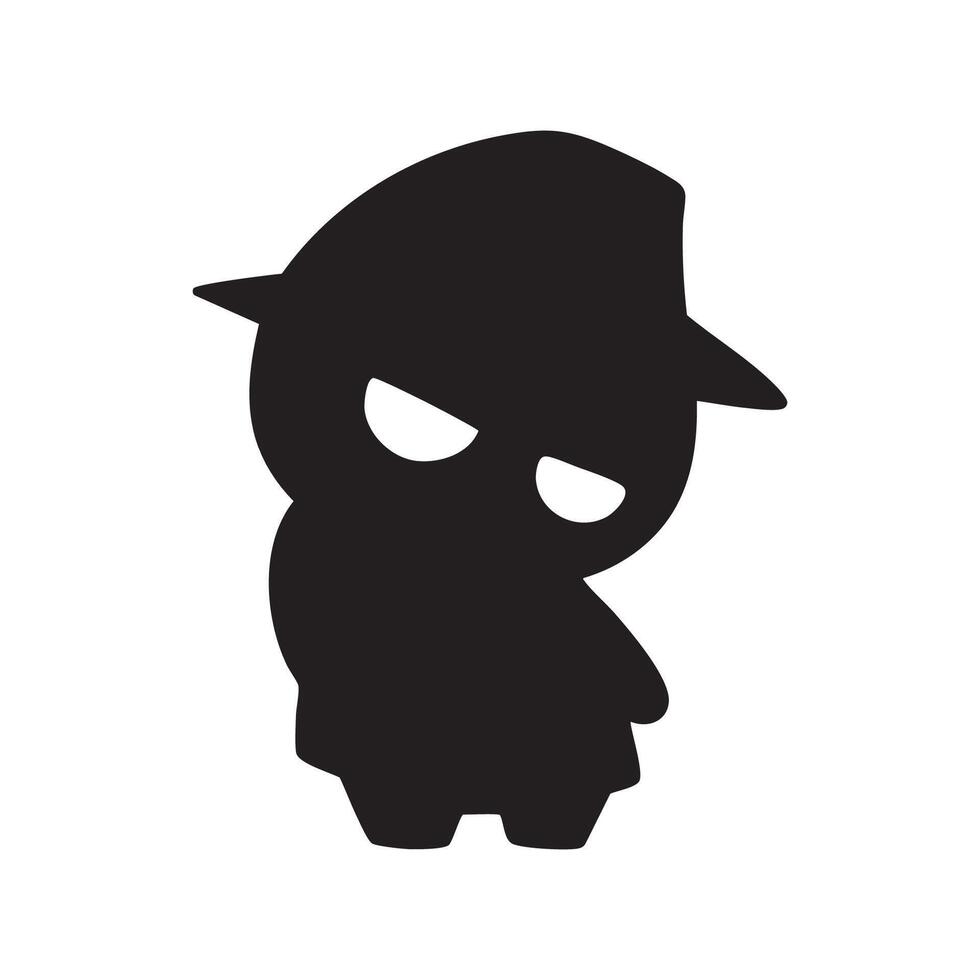 Cute cartoon character silhouette isolated on white background vector