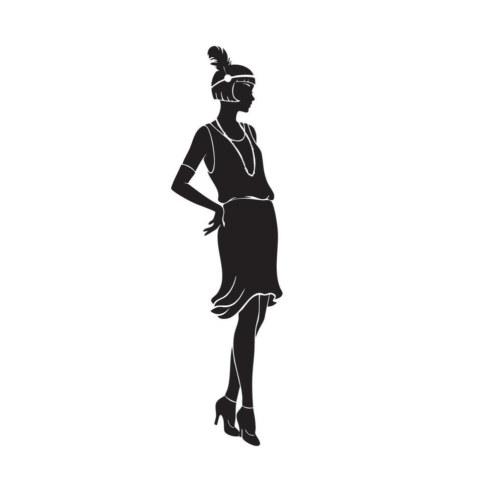 Silhouette of a woman in a dress vector