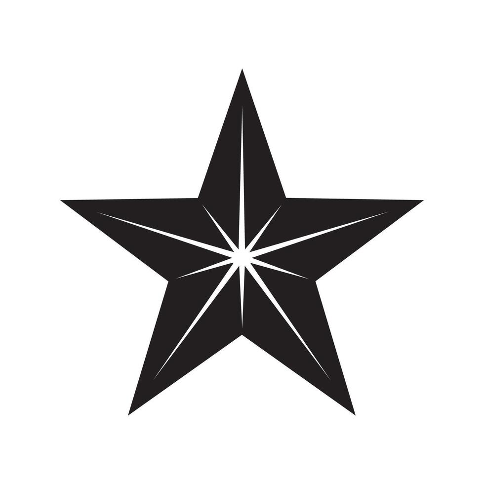 Black geometric star shape with sharp points isolated on white background silhouette vector