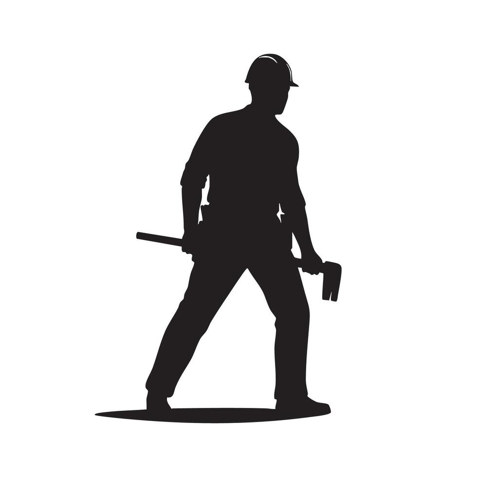 Silhouette of a man with a hammer on a white background vector
