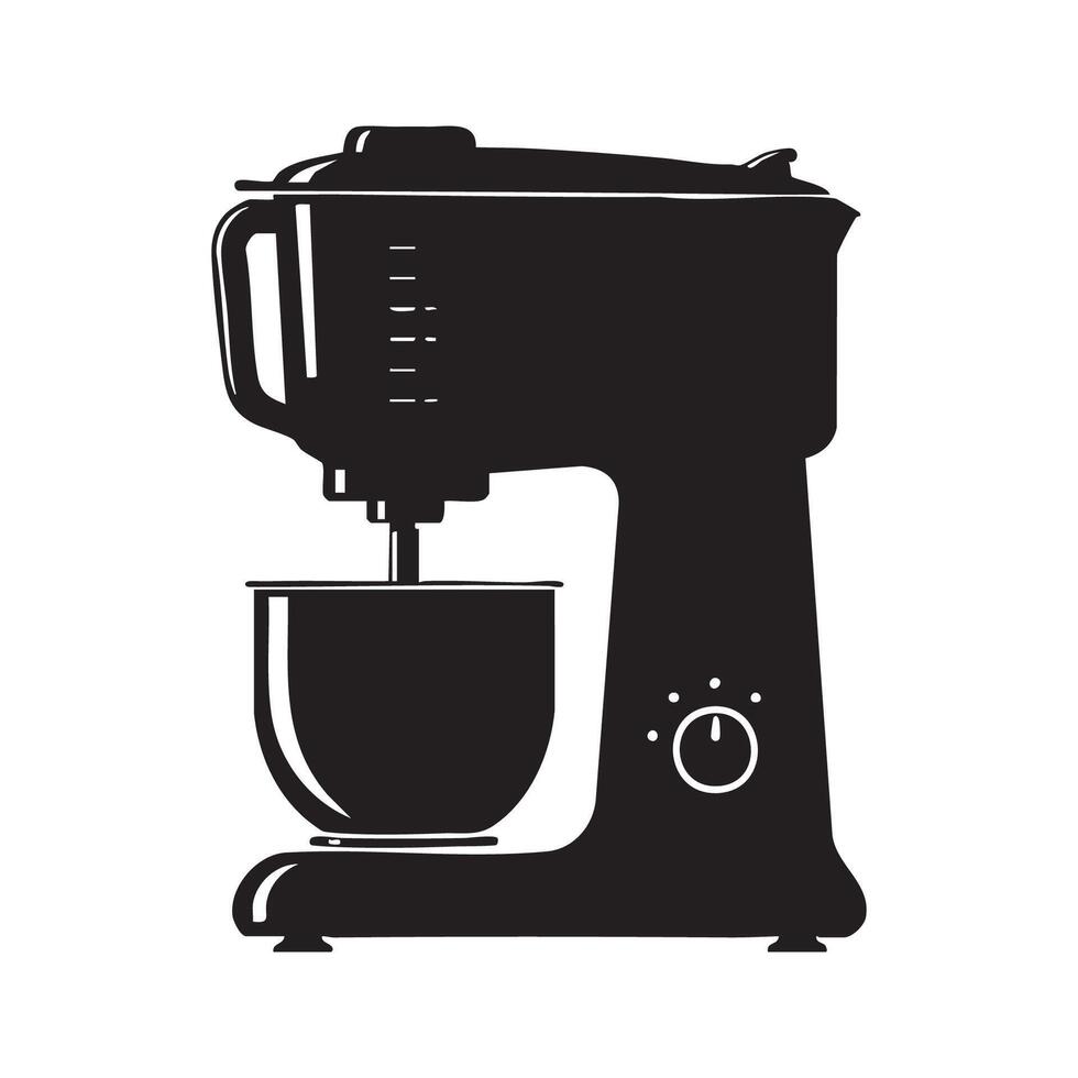 Black kitchen stand mixer silhouette isolated on white background vector