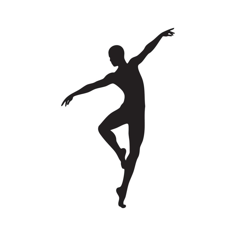 Ballet dancer in elegant pose silhouette isolated on white background vector