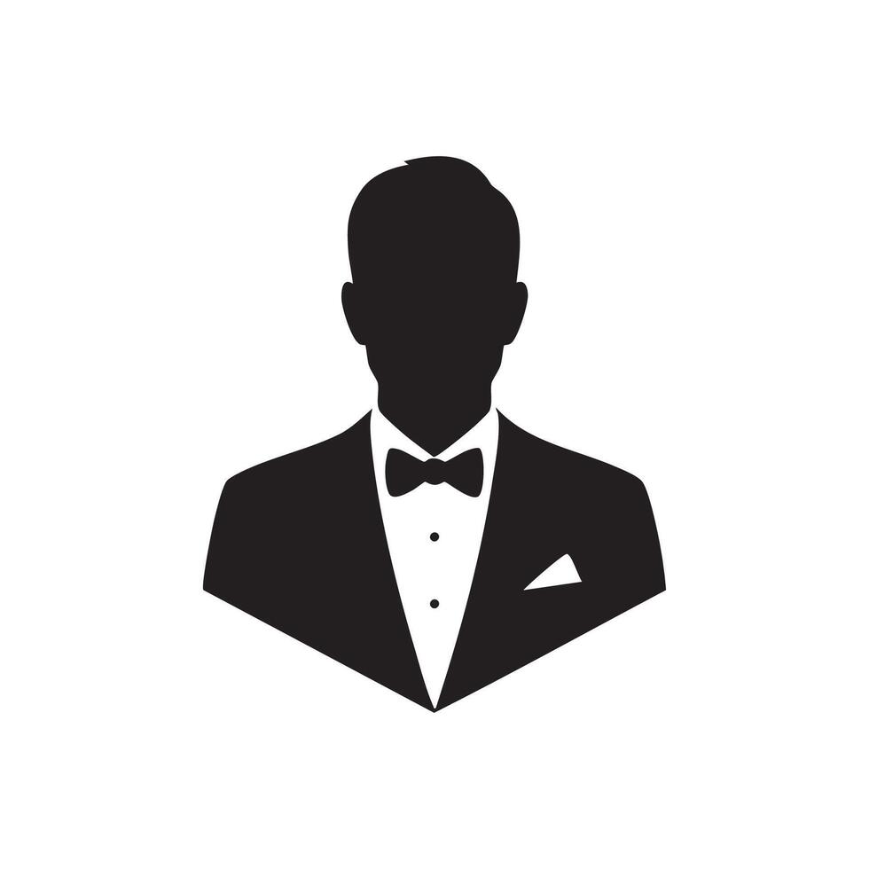A man in tuxedo silhouette on white background vector
