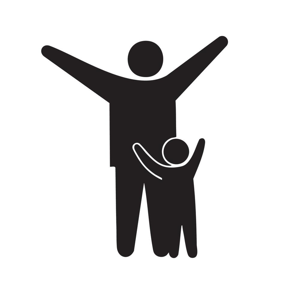 A black and white silhouette of a man and child vector