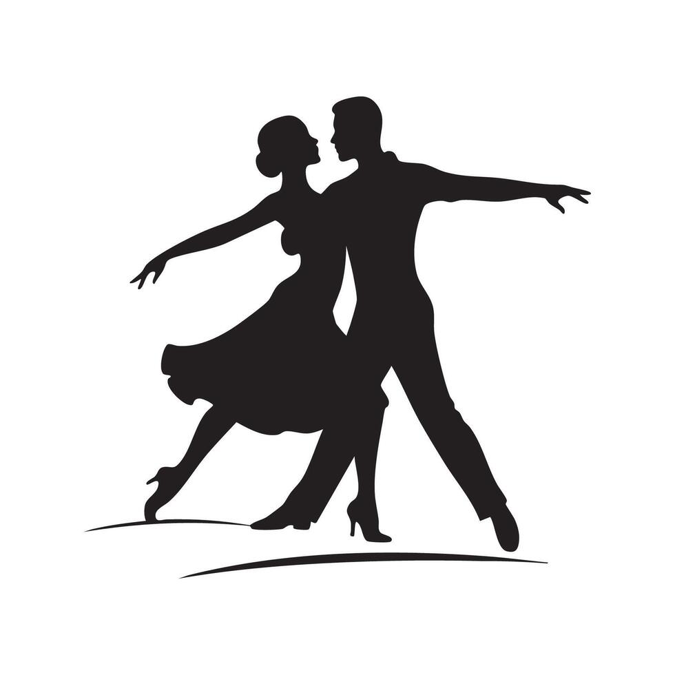 A silhouette of a couple dancing ballroom dance vector