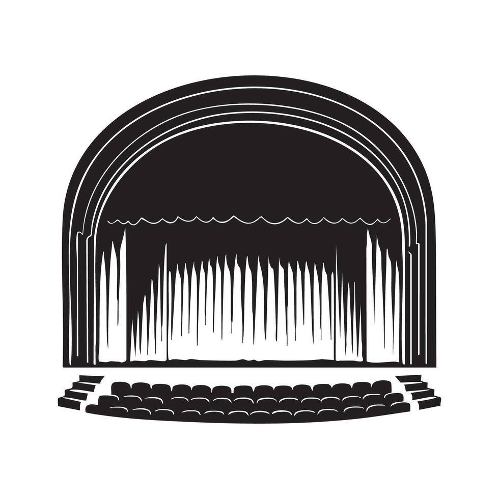 Theater stage with curtains and seats illustration vector