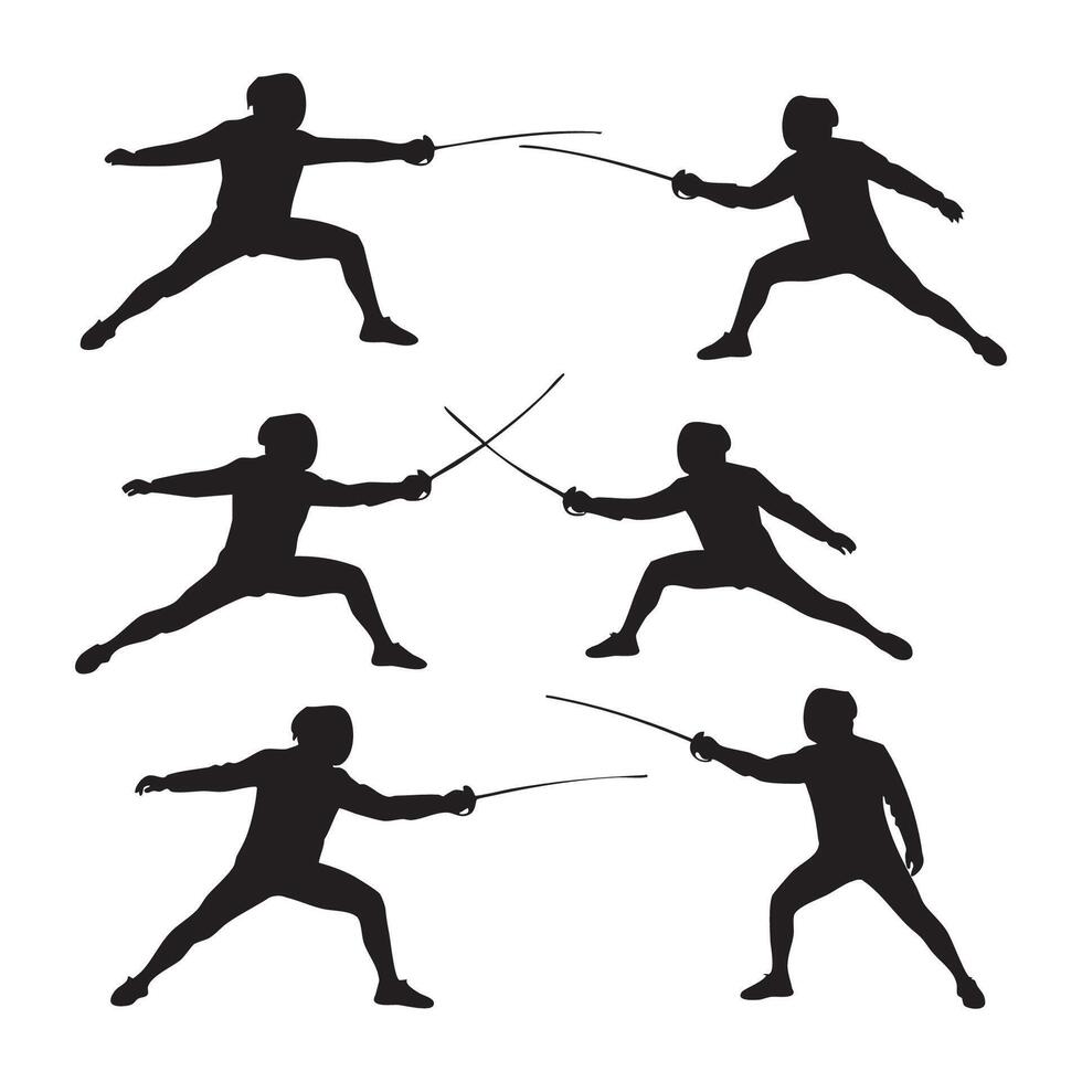 Fencing duel silhouette isolated on white background vector