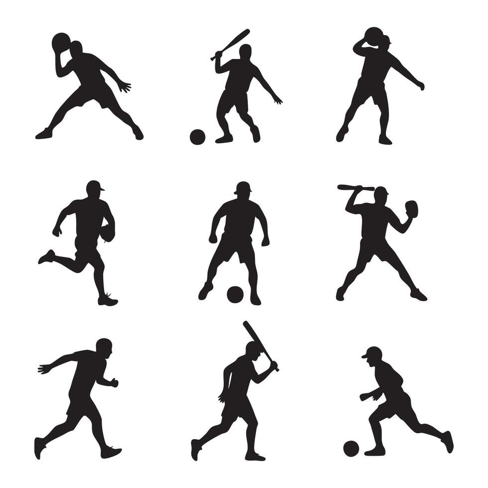 Silhouettes of baseball players vector