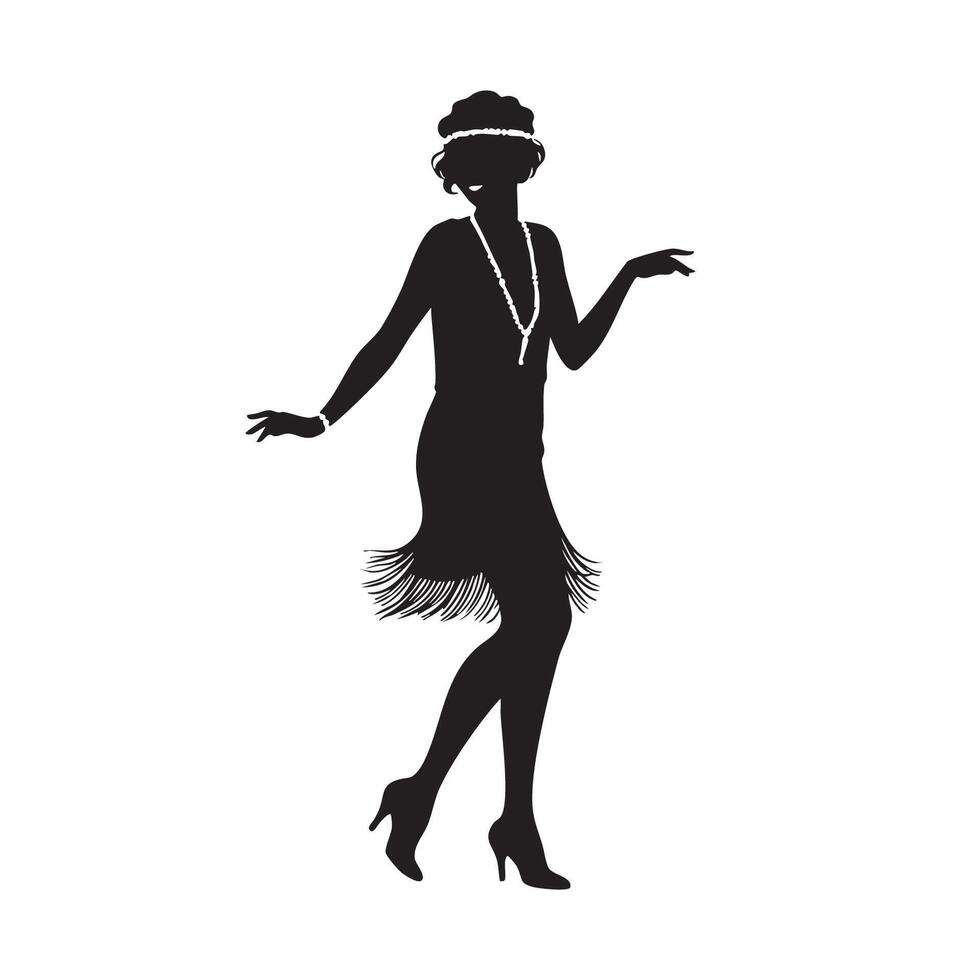 Silhouette of a woman in a flapper dress vector