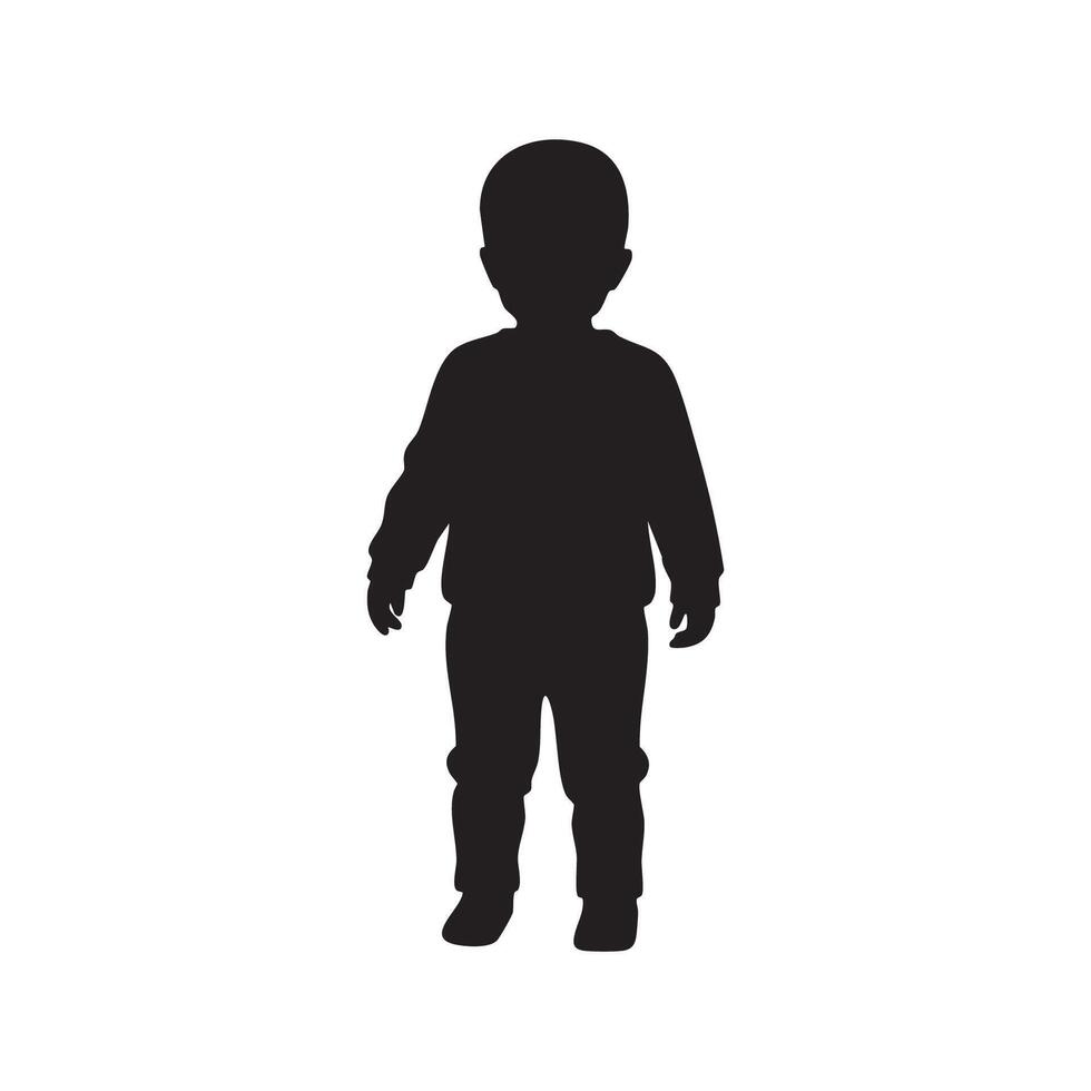 Child standing silhouette isolated on white background vector