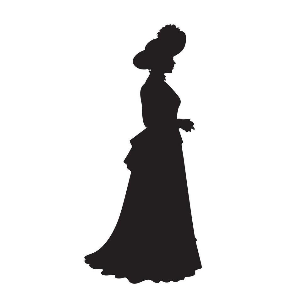 Victorian woman silhouette silhouette illustration vector