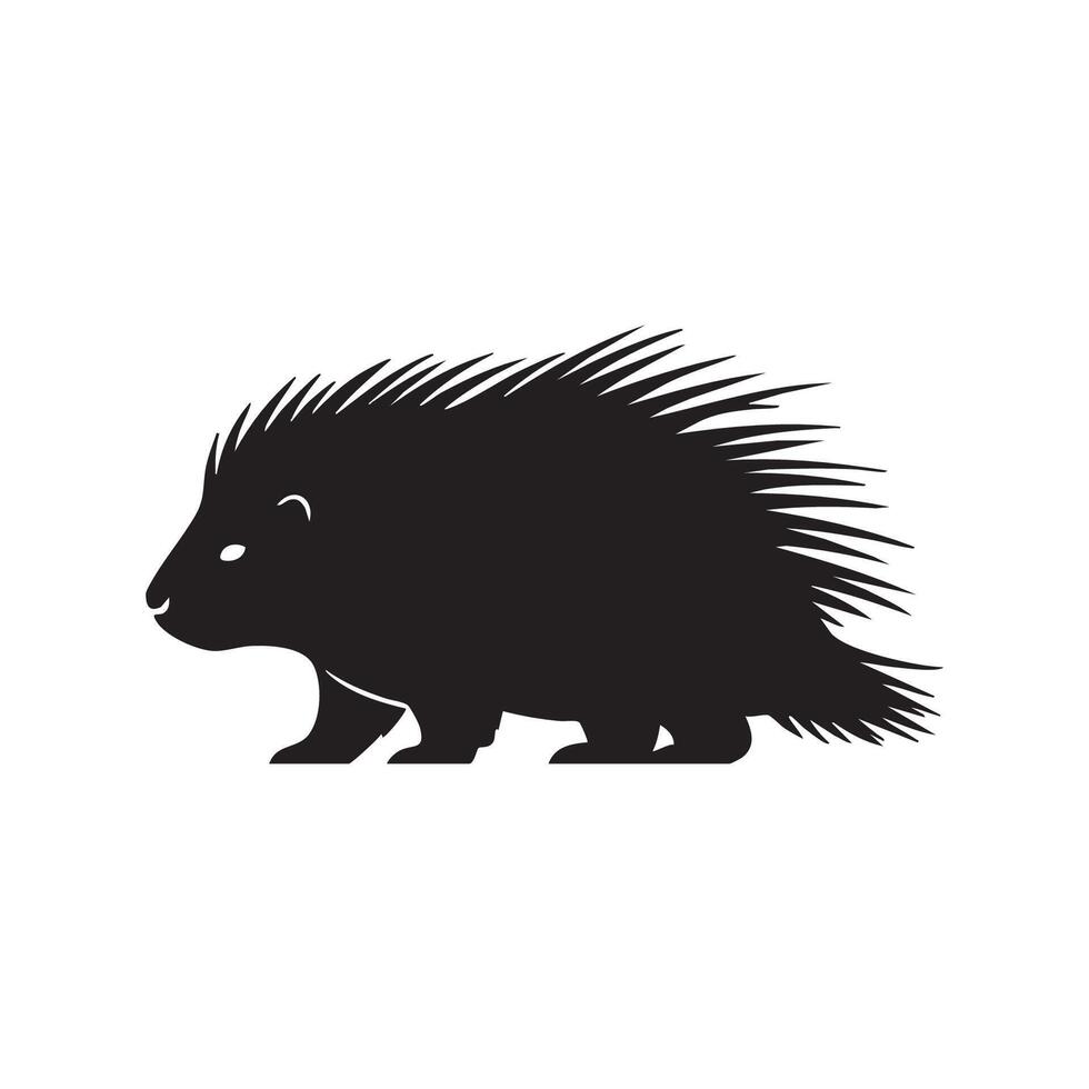 Porcupine silhouette isolated on white background vector