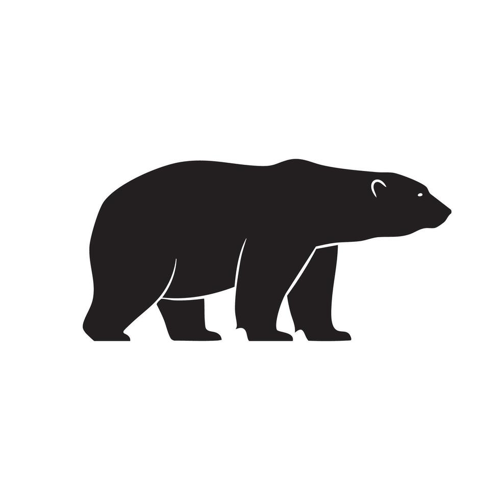 Black silhouette of a polar bear isolated on white background vector