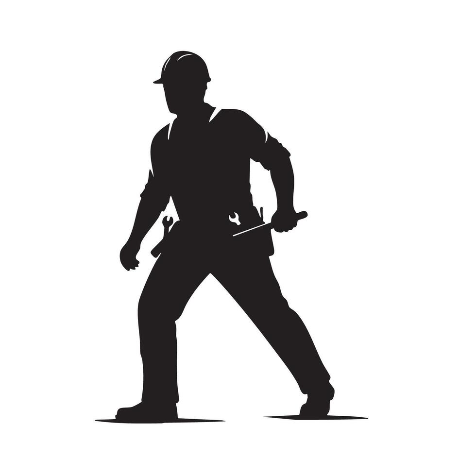 Construction worker silhouette isolated on white background vector