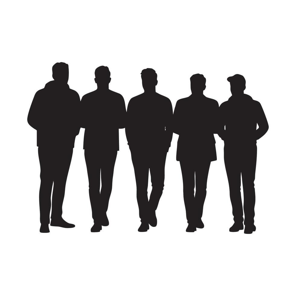 Silhouettes of men standing in a line vector