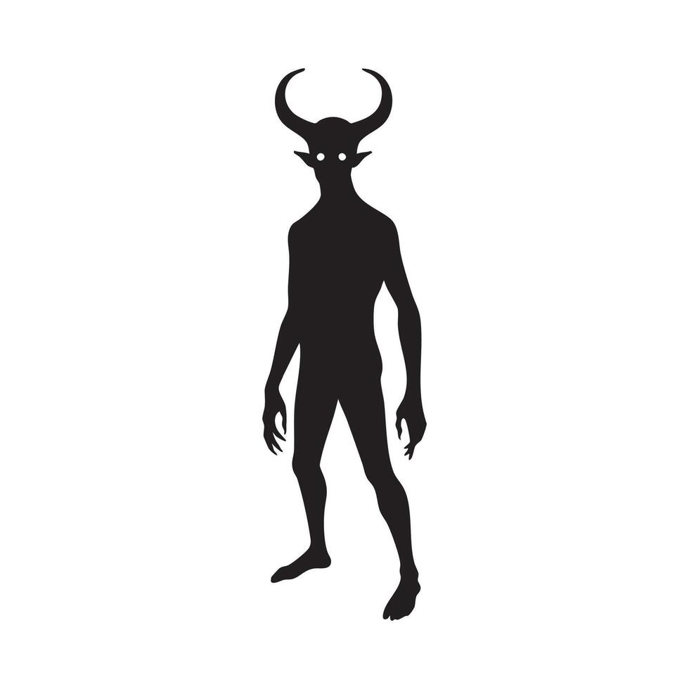 A silhouette of a demon with horns vector