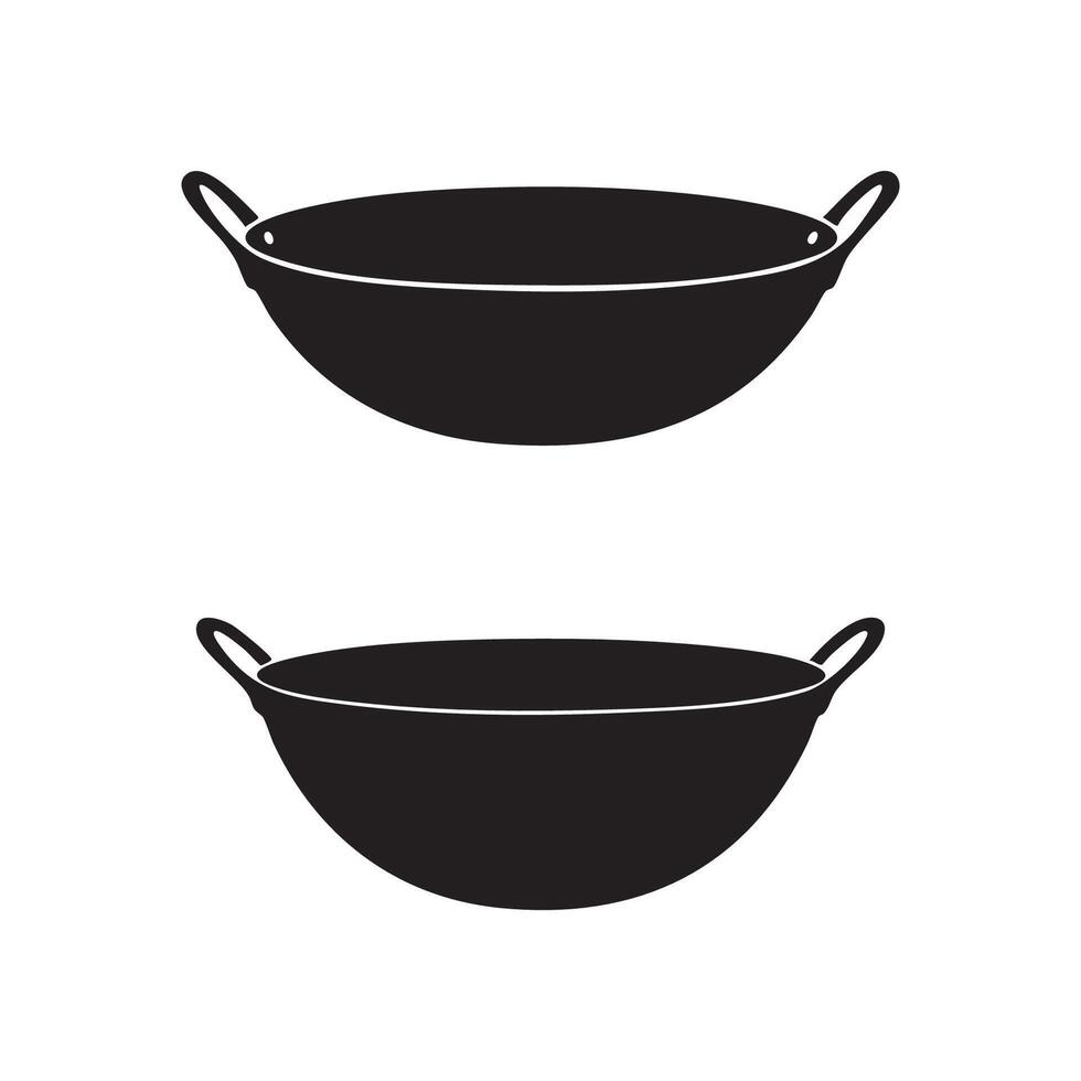 Two black and white woks on a white background vector
