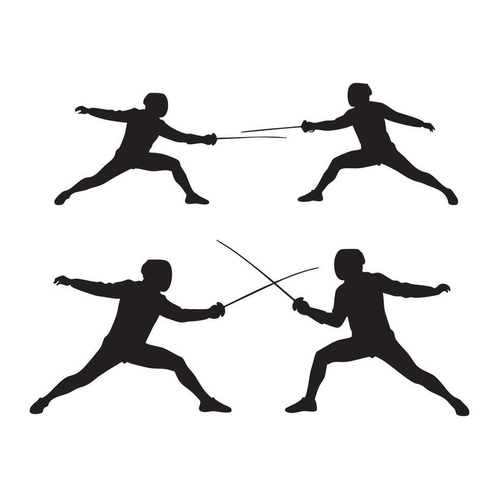 Fencing silhouettes illustration vector