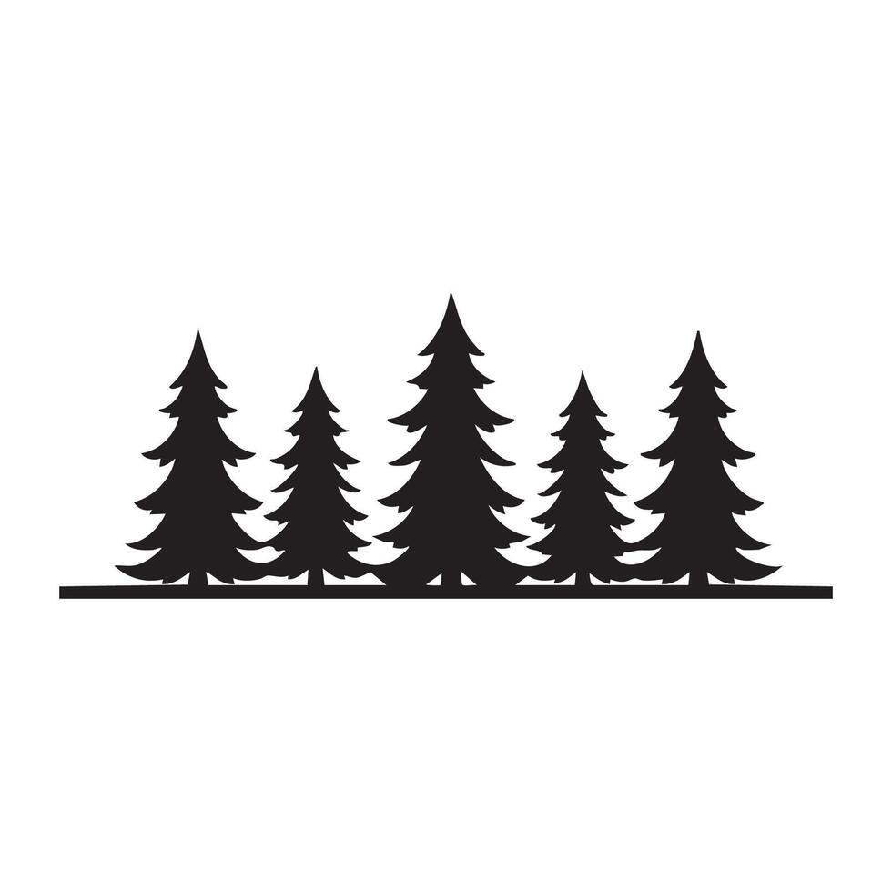 A black and white illustration of a line of trees vector