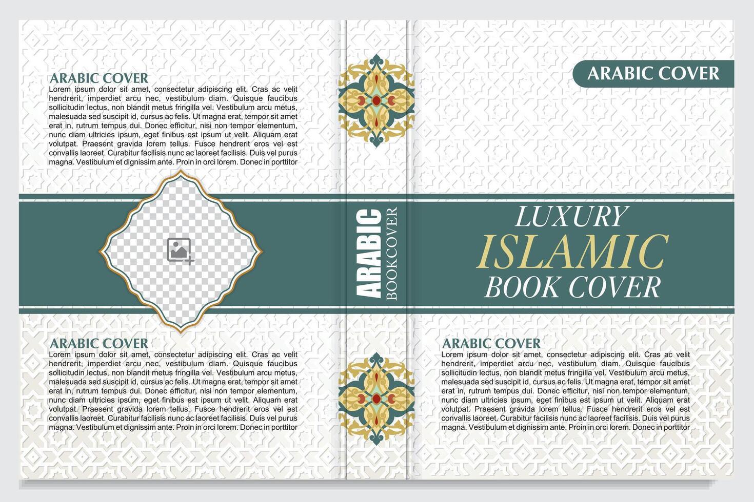 Arabic islamic style book cover design with arabic pattern in ornaments vector