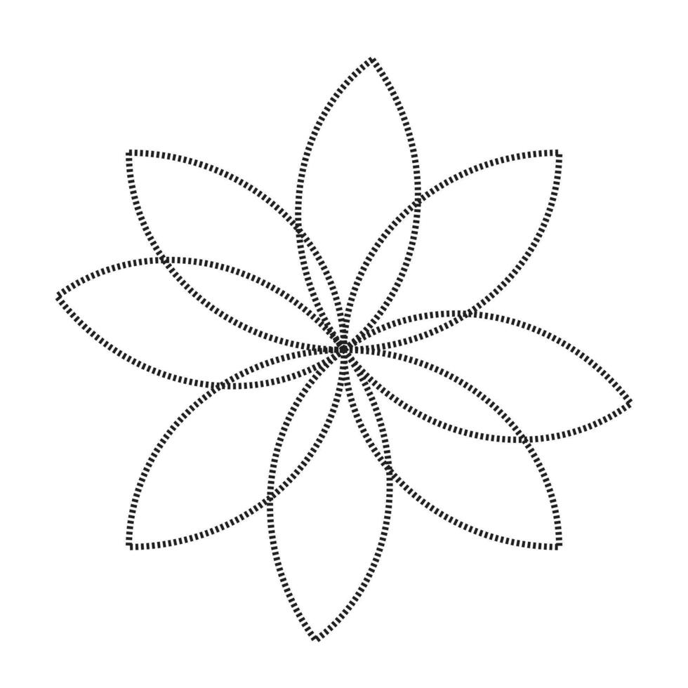 Minimal geometric flower with overlapping petal lines in symmetrical radial design on white background vector