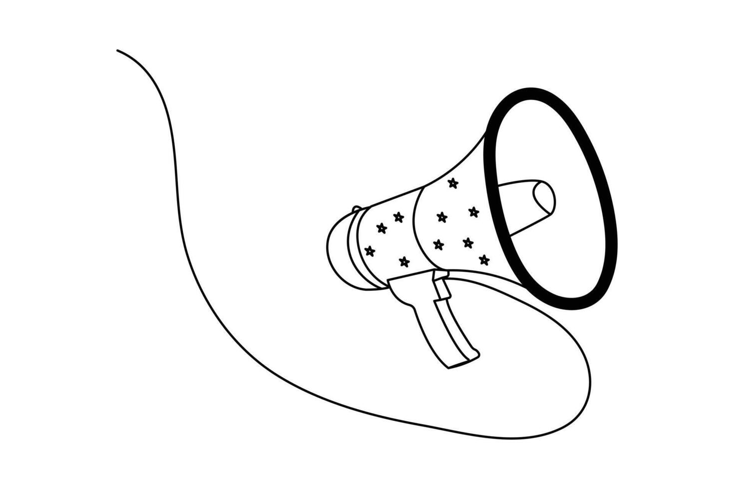 Megaphone continuous one line drawing in minimalist outline style isolated on white background vector
