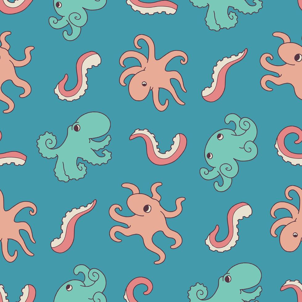 Seamless Pattern of Octopus Animal Tentacle Background for Fashion Wrapping Print Fabric Surface vector
