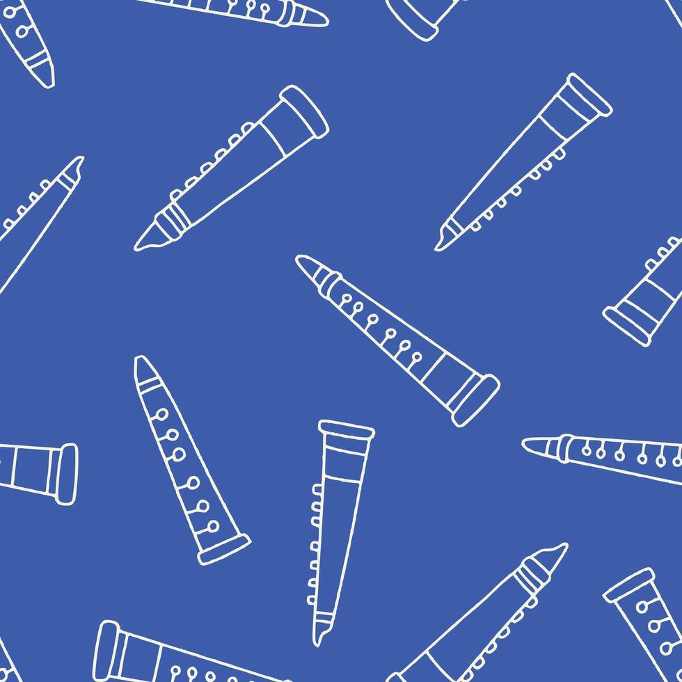 Outline Clarinet Pattern Repeat Seamless for Wallpaper Background Cover Packaging vector