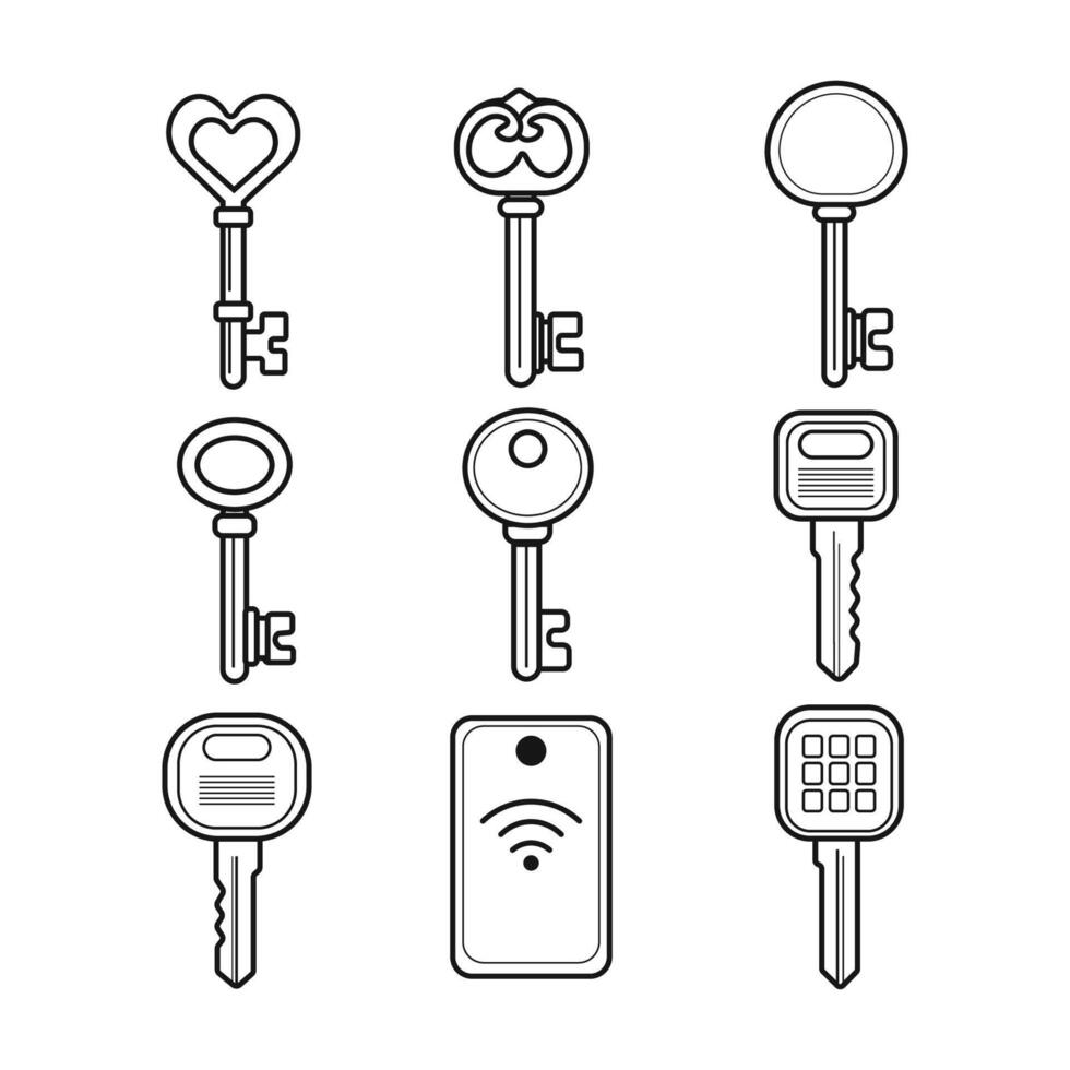 key cartoon . vintage and modern isolated keys vector